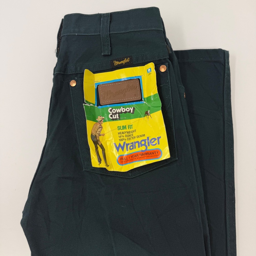 Wrangler Cowboy Cut Slim Fit Jeans Hunter Green 936NTG Mens 28x32 Made USA NEW